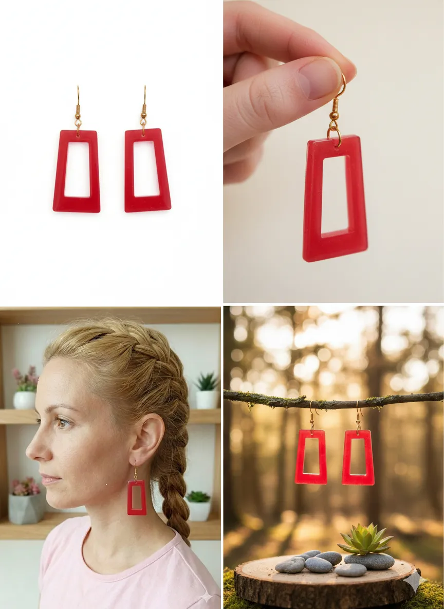 Boucle d'oreille Pop Art Rubis — miniature 2